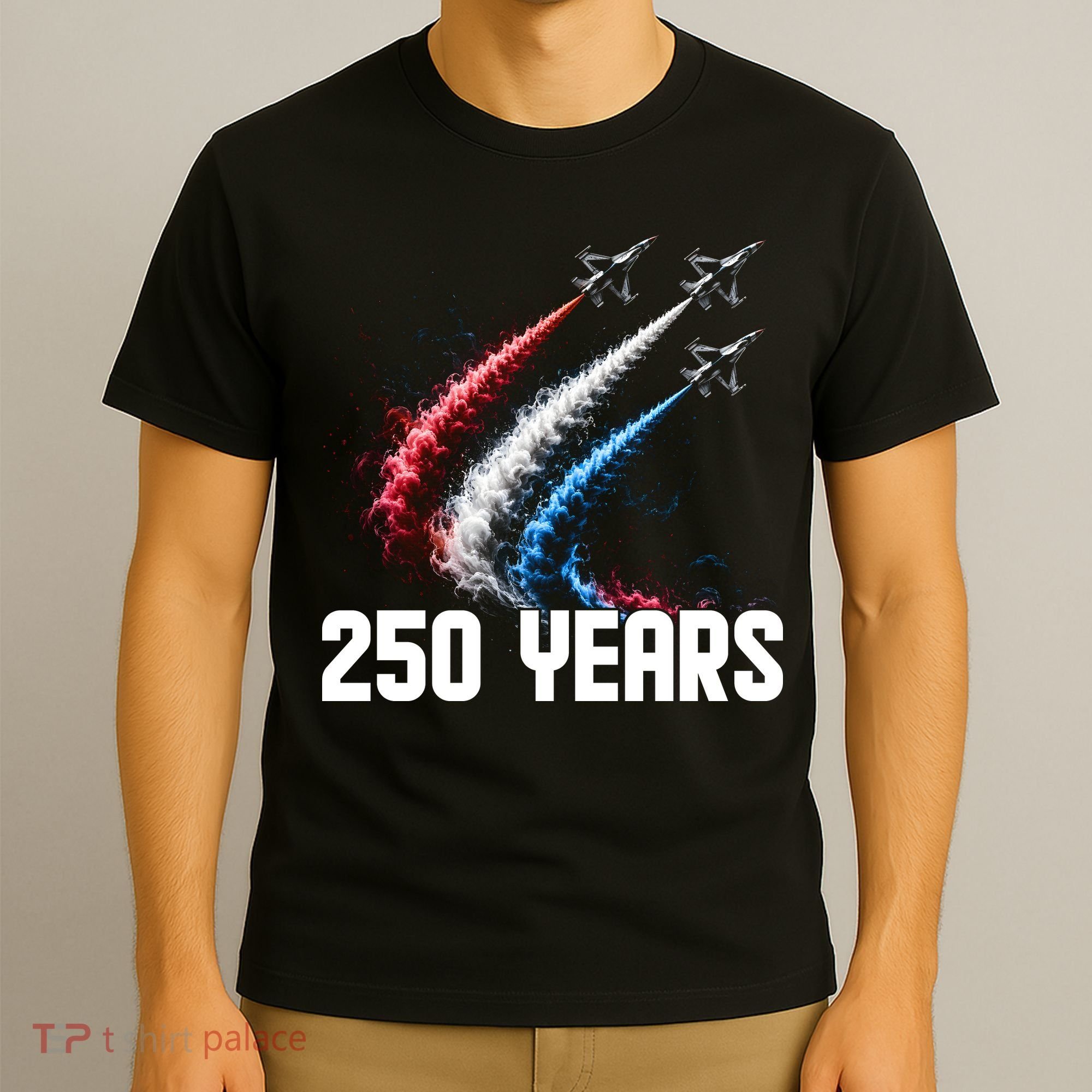 250 Years Red White And Blue Fighter Jets USA T-Shirt
