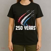 250 Years Red White And Blue Fighter Jets USA T-Shirt thumb 4