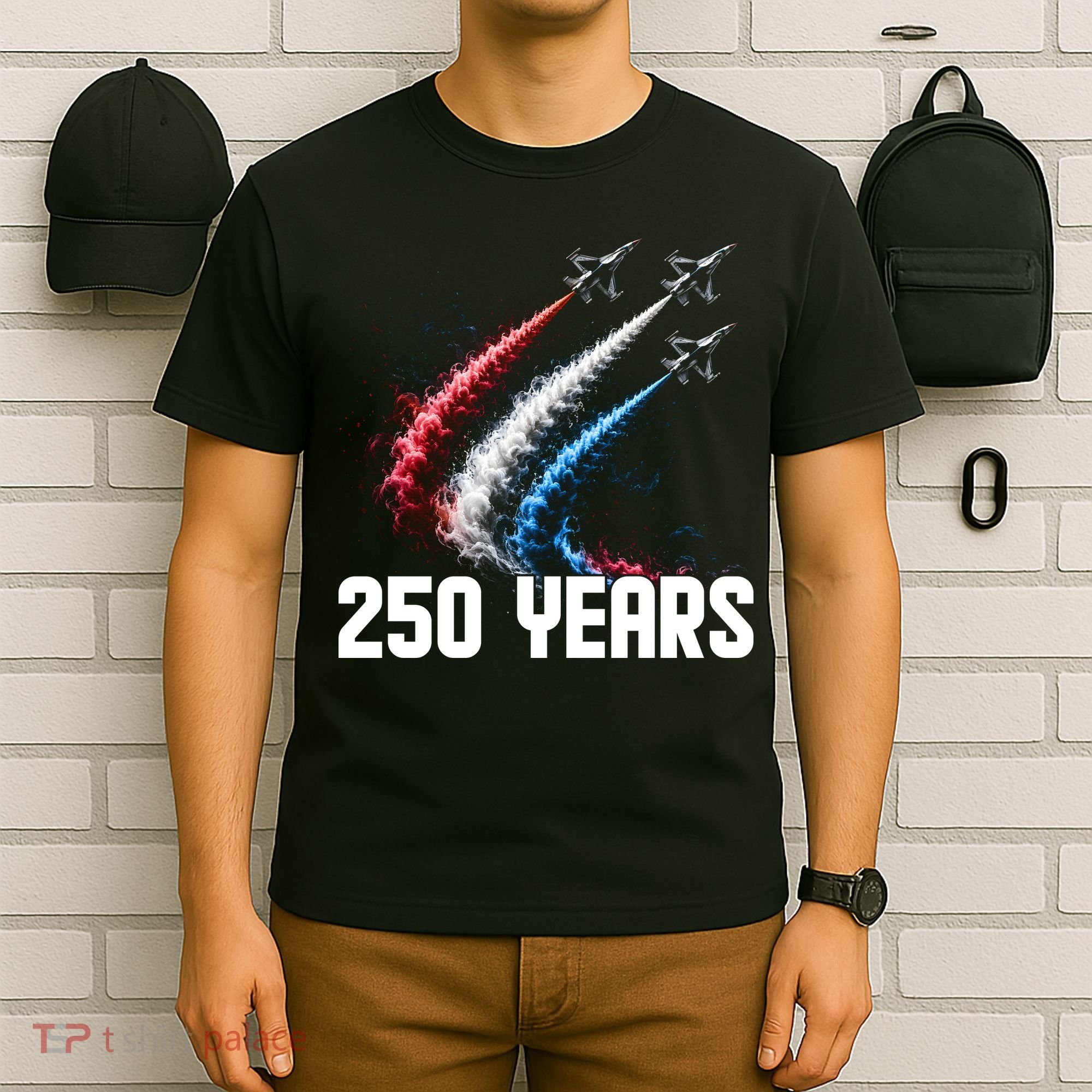250 Years Red White And Blue Fighter Jets USA T-Shirt