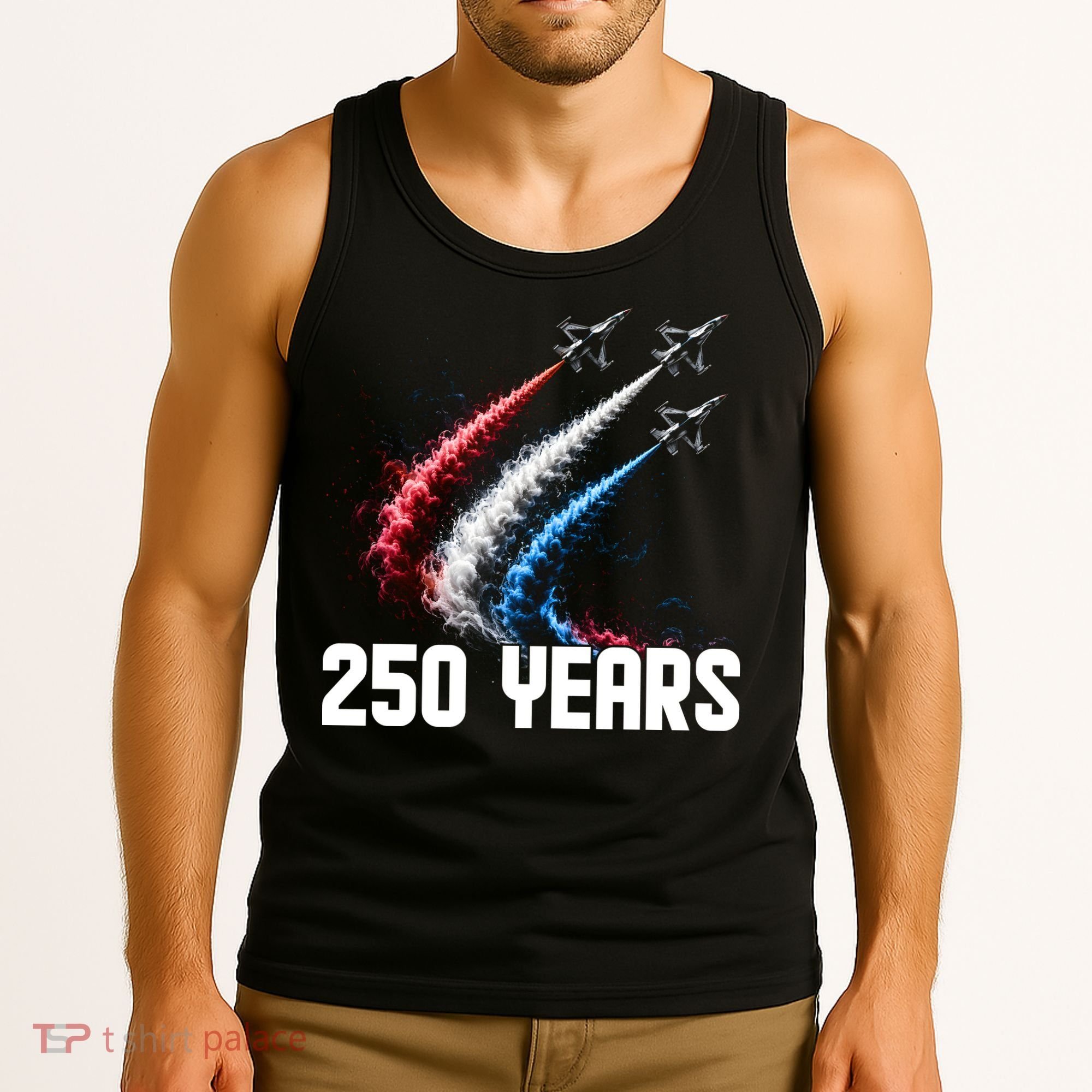 250 Years Red White And Blue Fighter Jets USA Tank Top