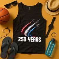 250 Years Red White And Blue Fighter Jets USA Tank Top thumb 4