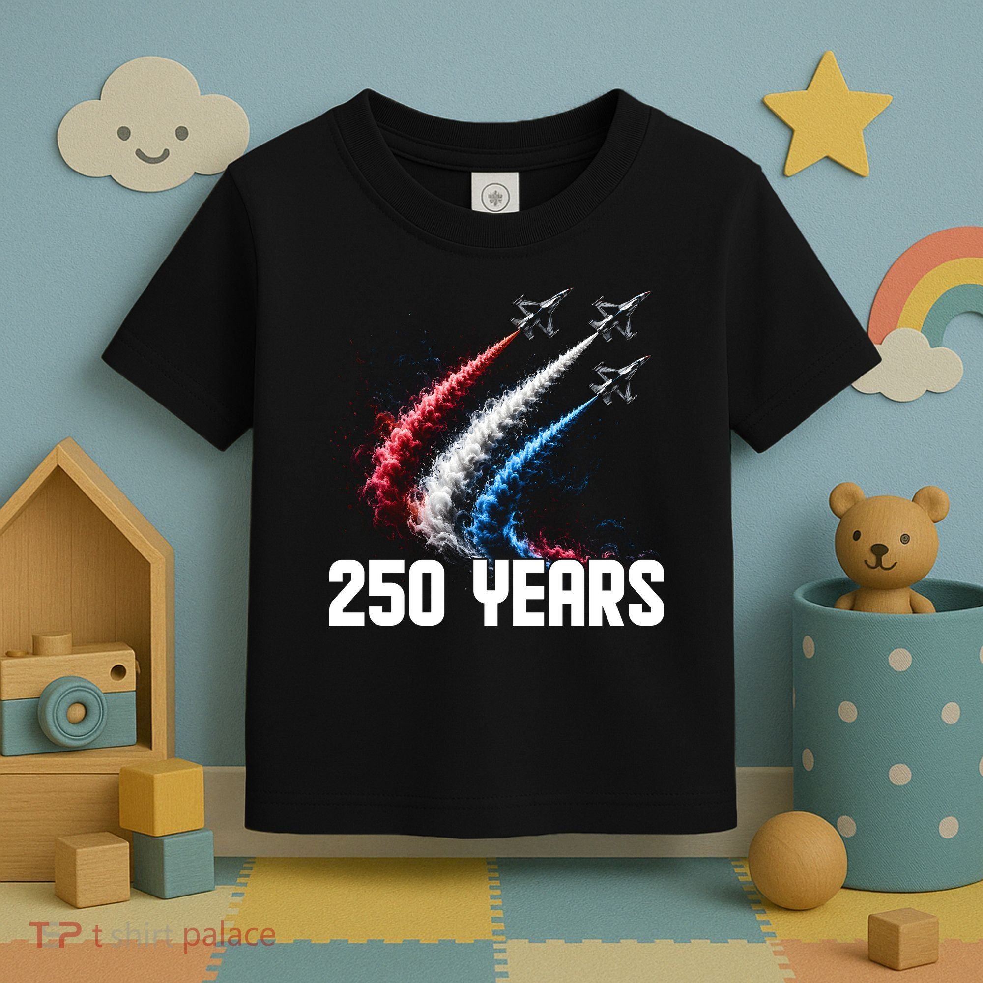 250 Years Red White And Blue Fighter Jets USA Toddler T-Shirt