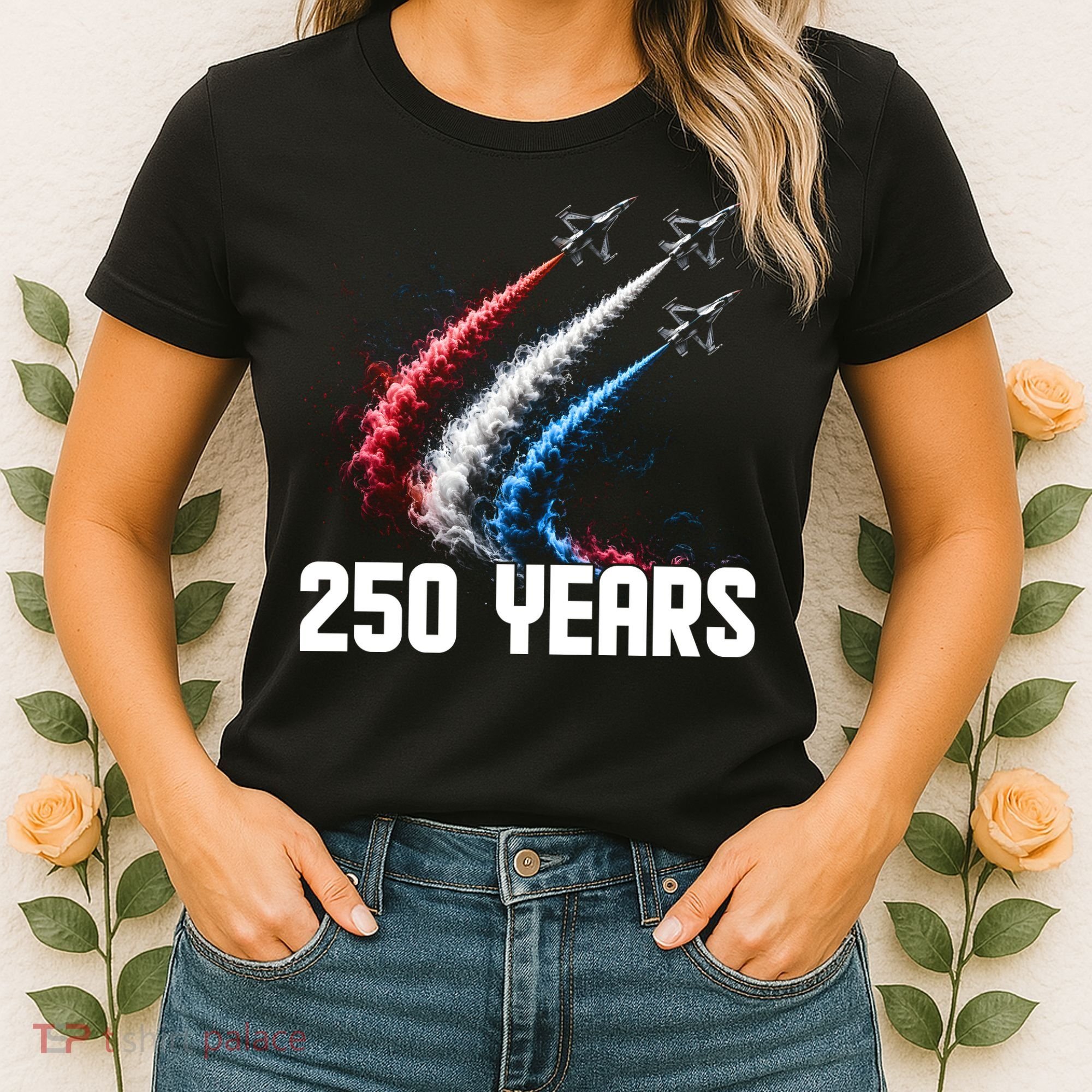 250 Years Red White And Blue Fighter Jets USA Women's T-Shirt