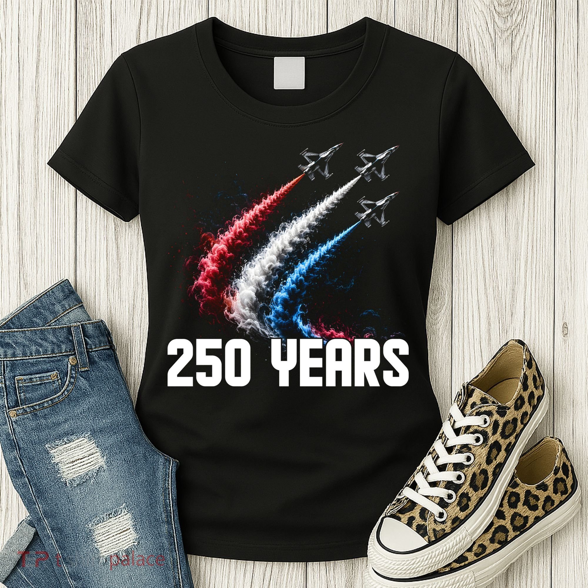 250 Years Red White And Blue Fighter Jets USA Women's T-Shirt