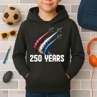 250 Years Red White And Blue Fighter Jets USA Kids Hoodie thumb 2