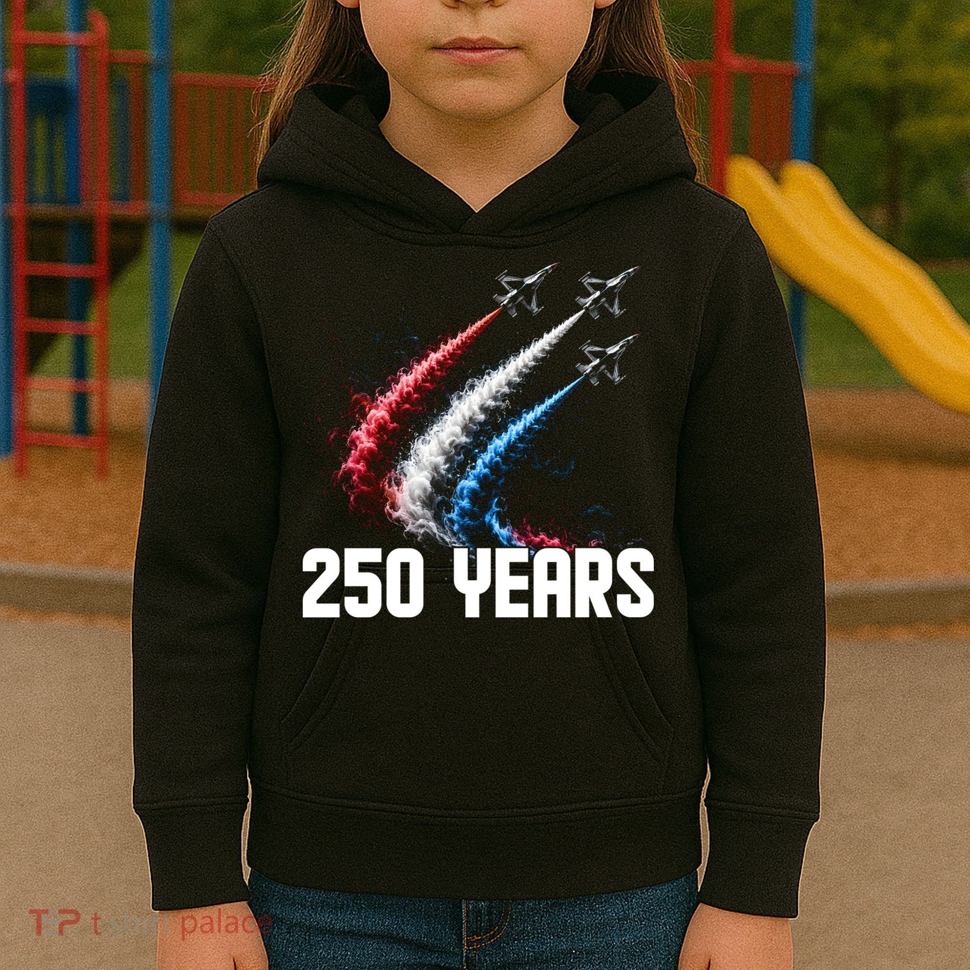 250 Years Red White And Blue Fighter Jets USA Kids Hoodie