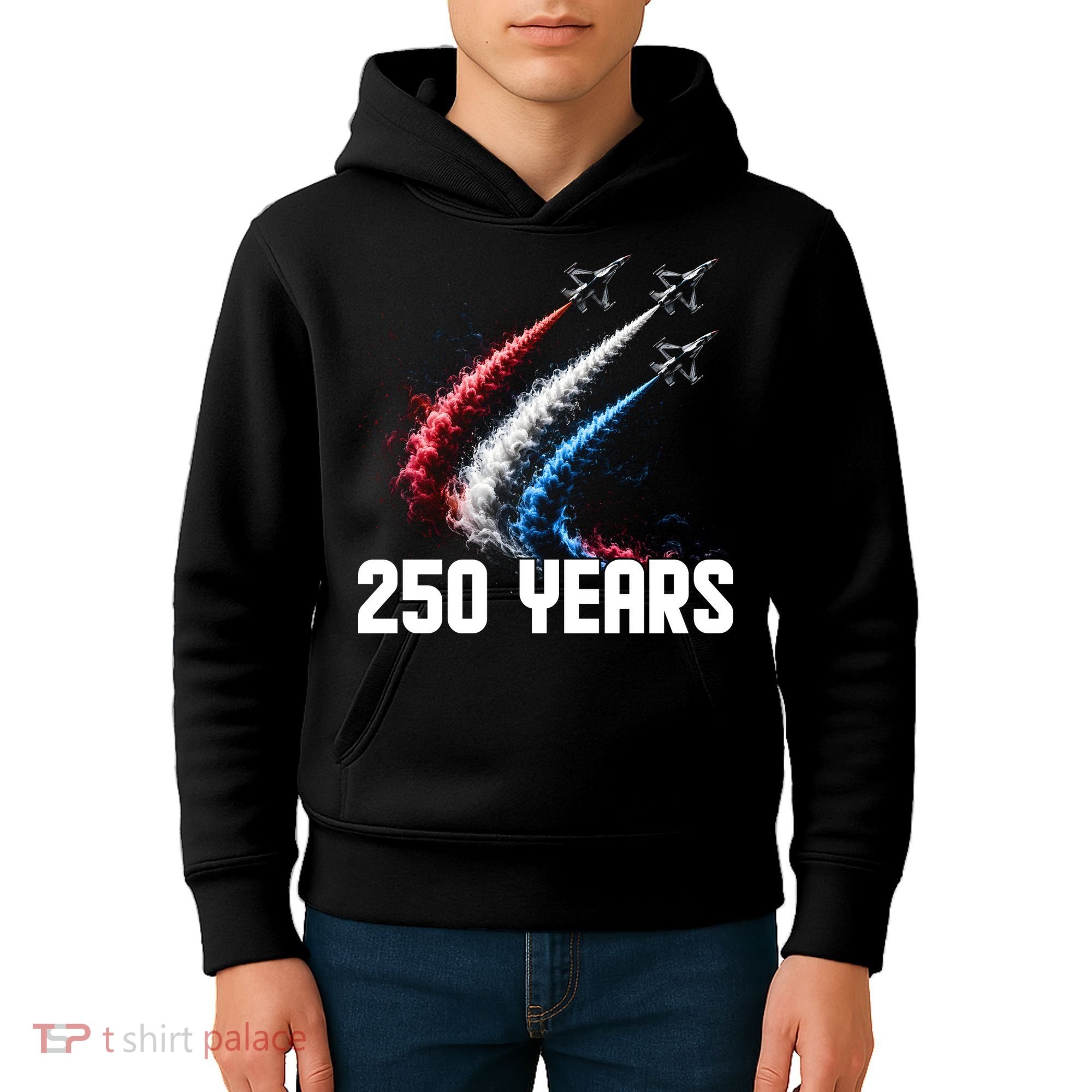 250 Years Red White And Blue Fighter Jets USA Kids Hoodie
