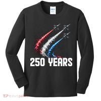 250 Years Red White And Blue Fighter Jets USA Kids Long Sleeve Shirt thumb 0