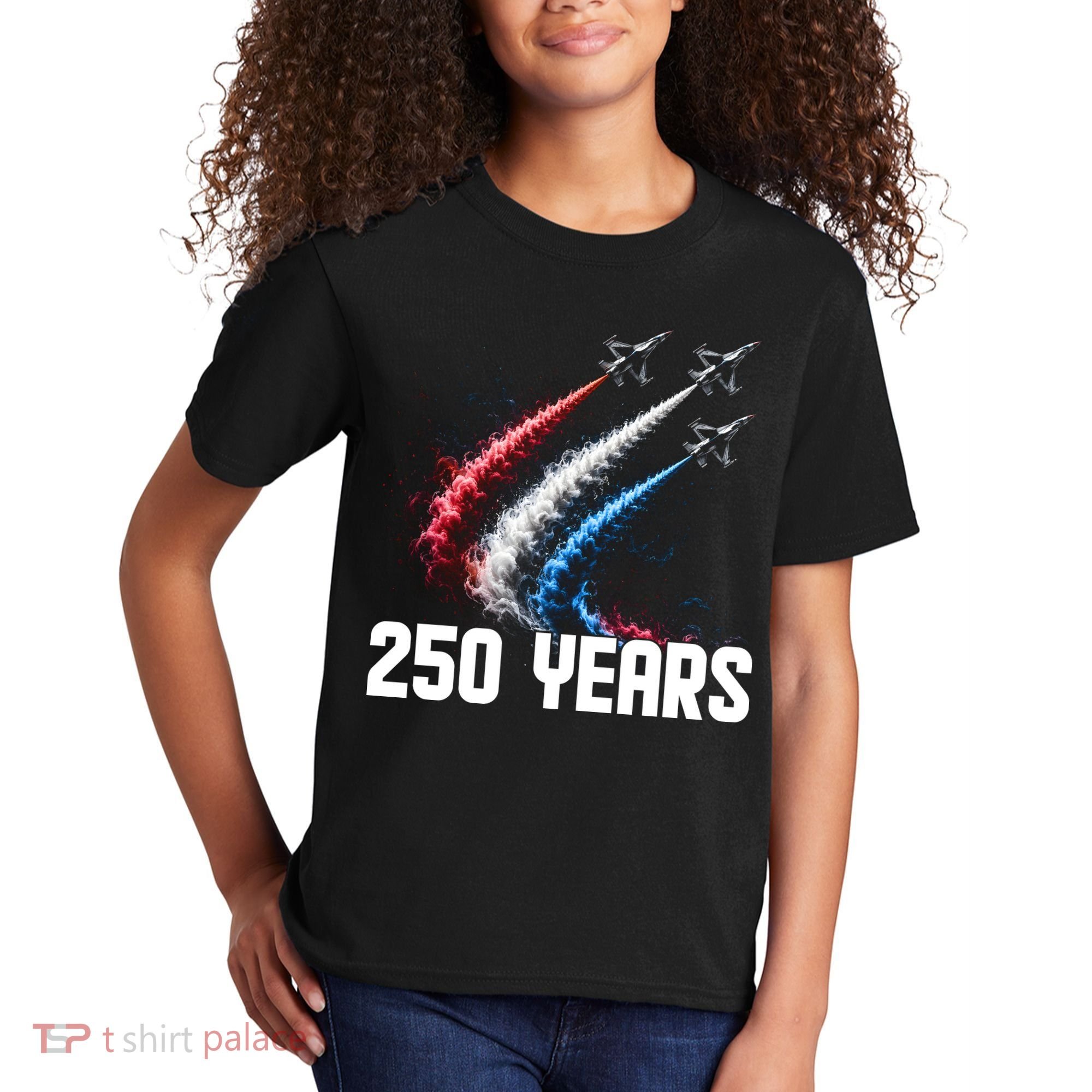 250 Years Red White And Blue Fighter Jets USA Kids T-Shirt
