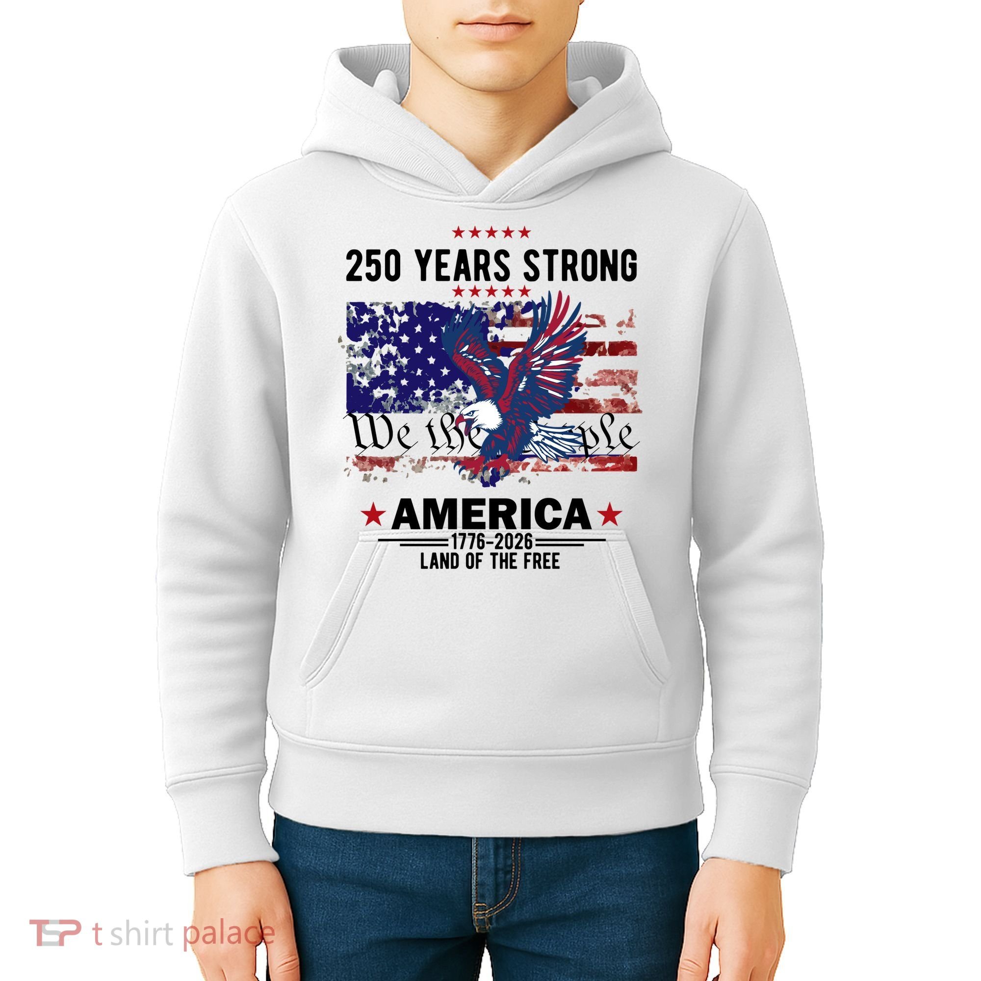 250 Years Strong 4th Of July American 250th Anniversary Kids Hoodie