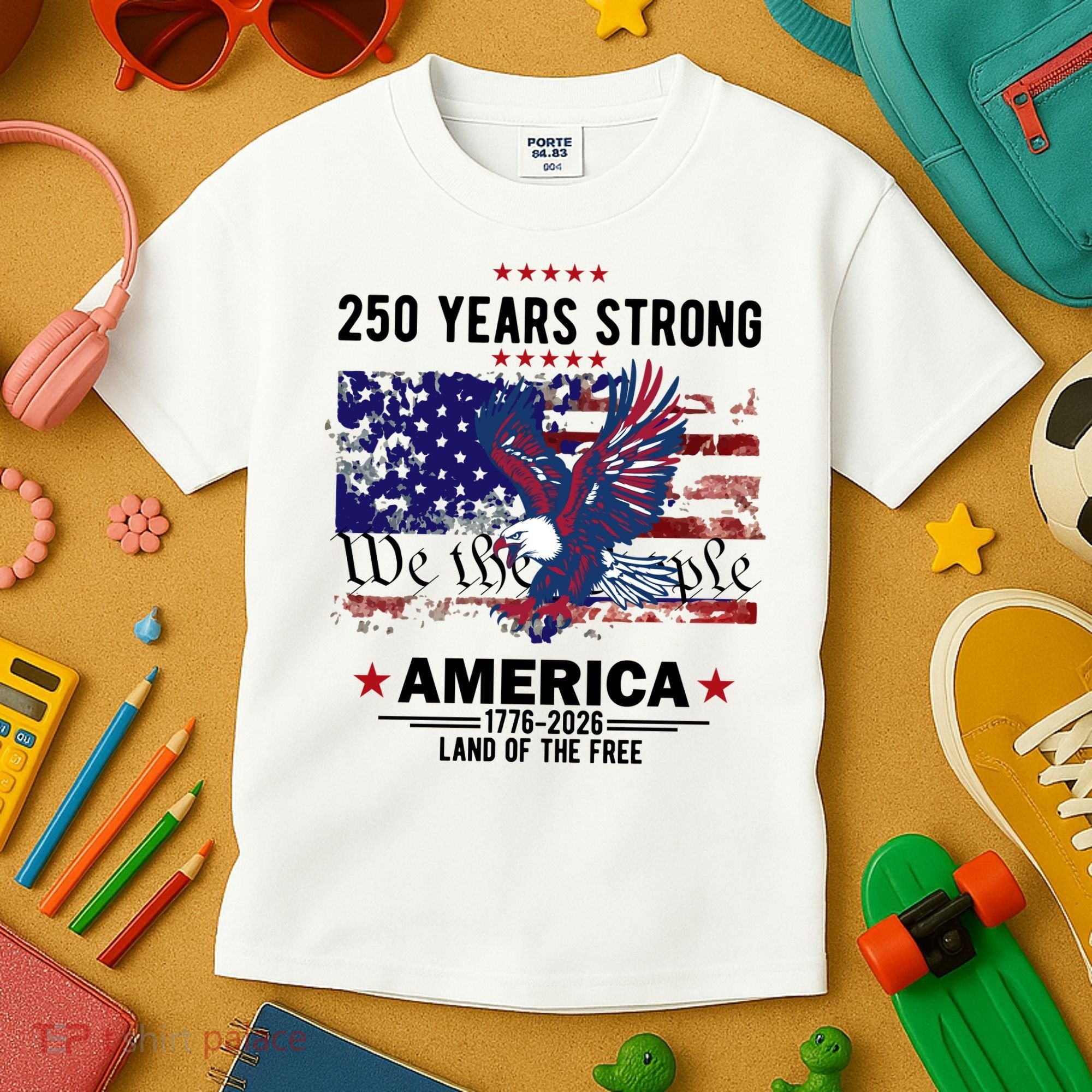 250 Years Strong 4th Of July American 250th Anniversary Kids T-Shirt