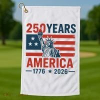 250 Years Strong USA, Happy 250th Birthday USA, America 250th Anniversary Golf Towel thumb 1