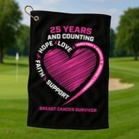 25 Year Survivor Funny Gift Mom Pink Breast Cancer Survivor Gift Golf Towel thumb 1