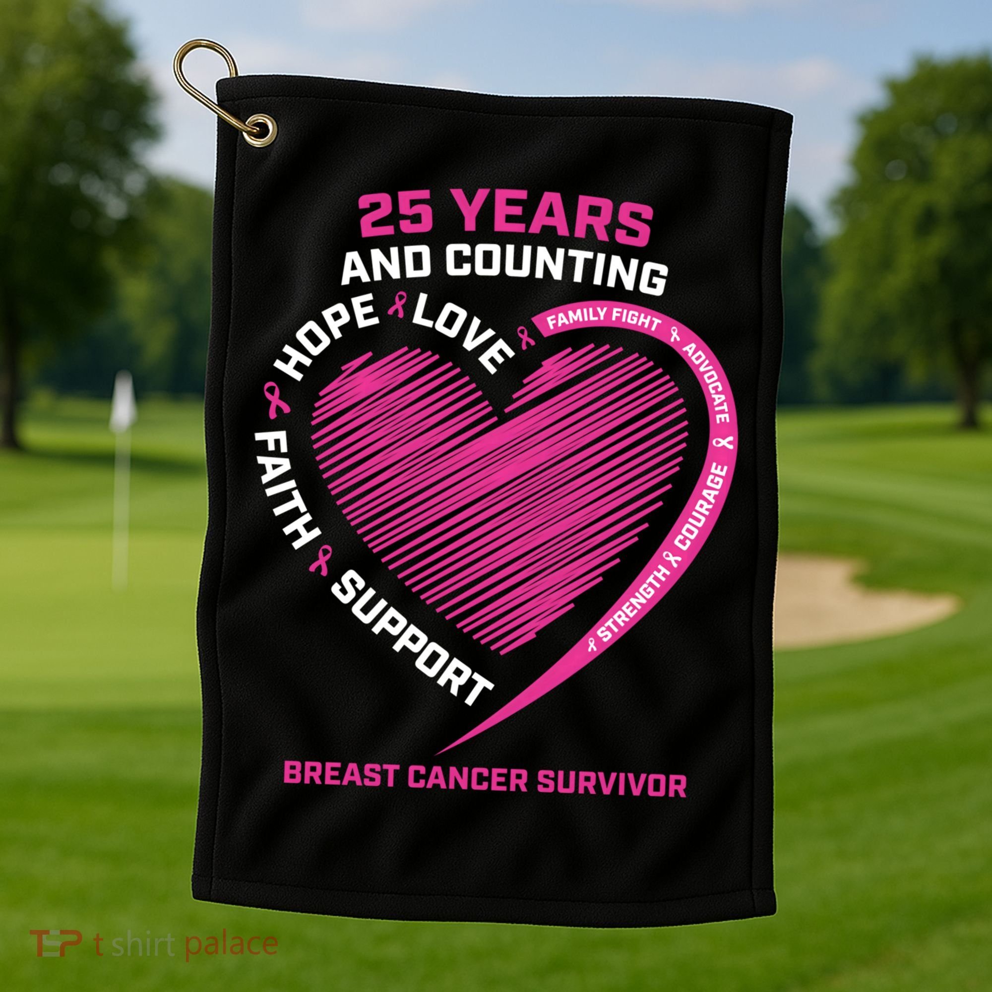 25 Year Survivor Funny Gift Mom Pink Breast Cancer Survivor Gift Golf Towel