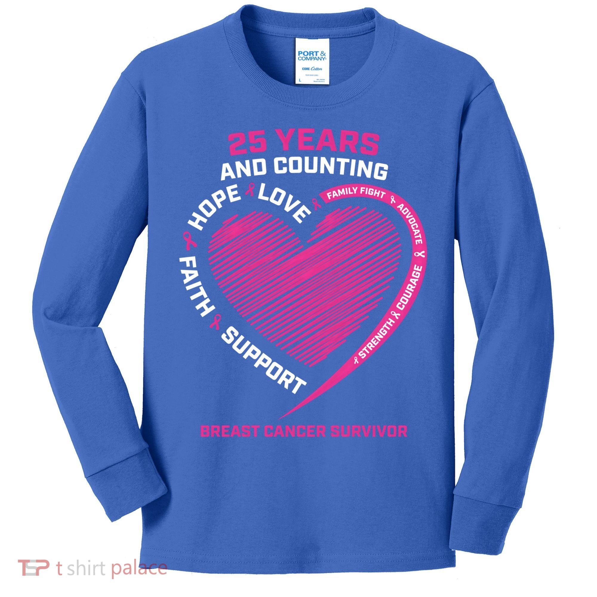 25 Year Survivor Funny Gift Mom Pink Breast Cancer Survivor Gift Kids Long Sleeve Shirt