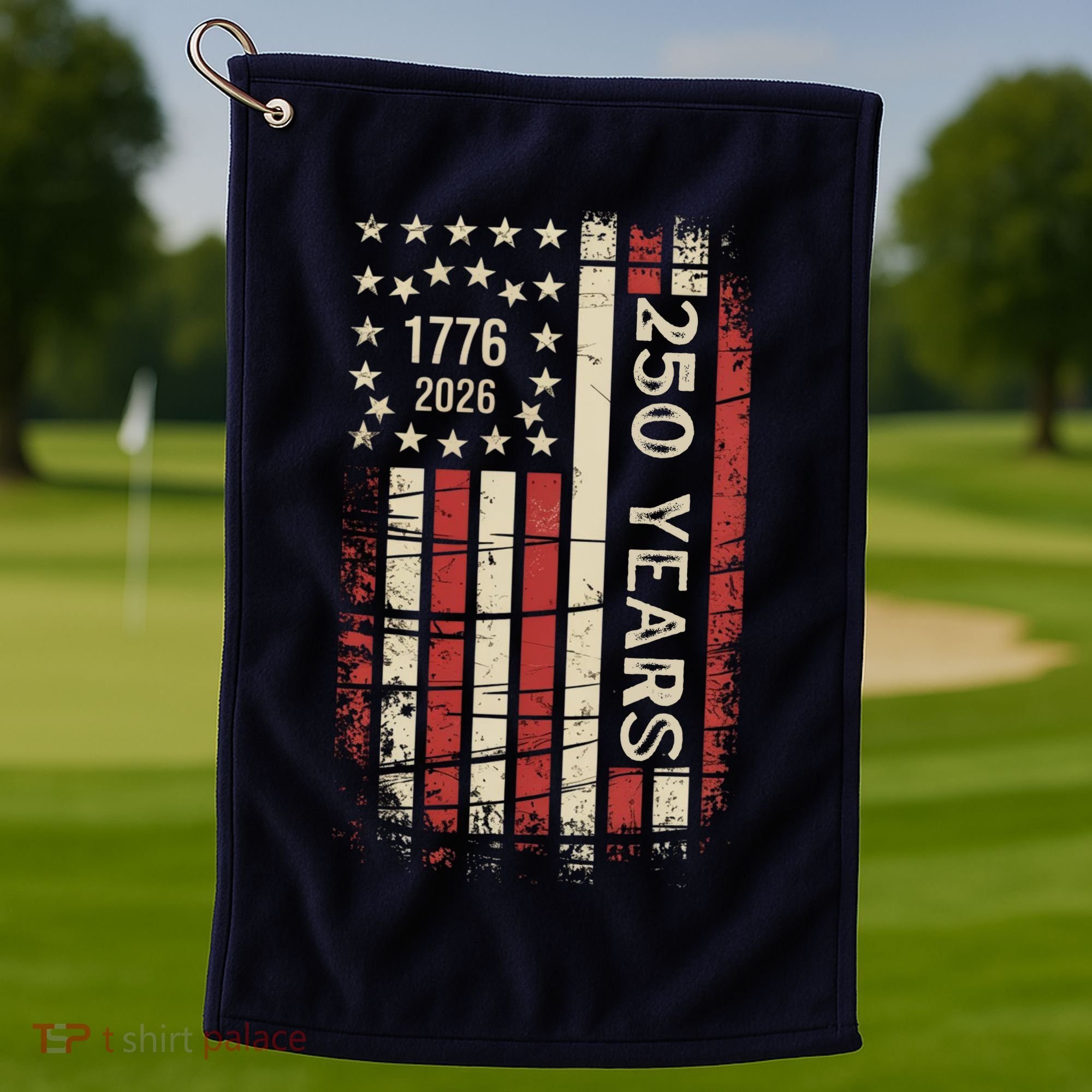 250 Years USA Anniversary 1776-2026 American Flag Golf Towel
