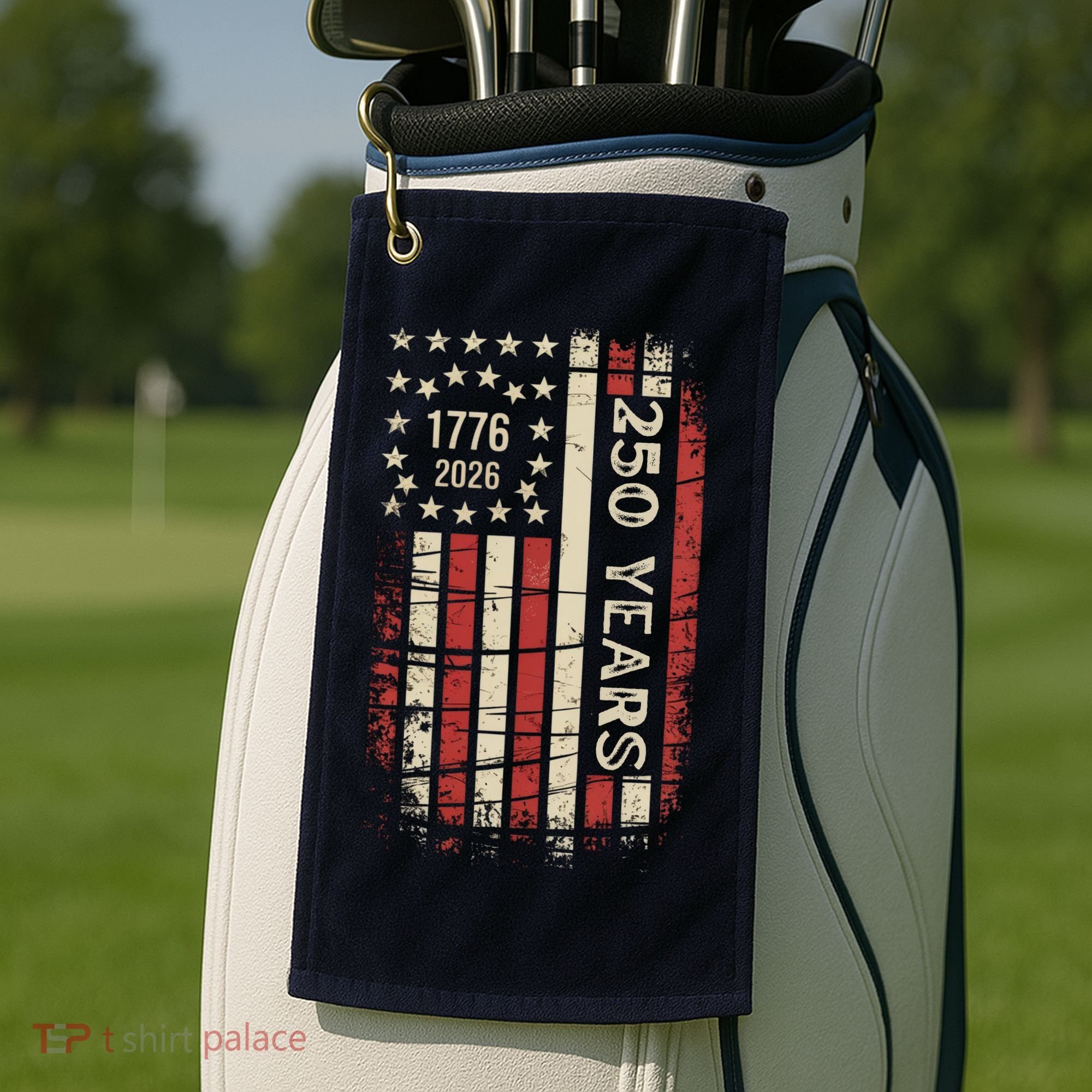 250 Years USA Anniversary 1776-2026 American Flag Golf Towel