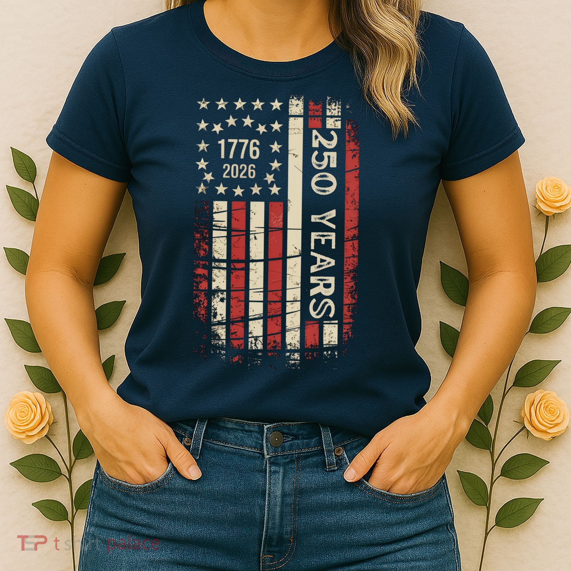 250 Years USA Anniversary 1776-2026 American Flag Women's T-Shirt