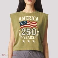 250 Years USA 1776-2026 America 250th Anniversary Garment-Dyed Women's Muscle Tee thumb 2