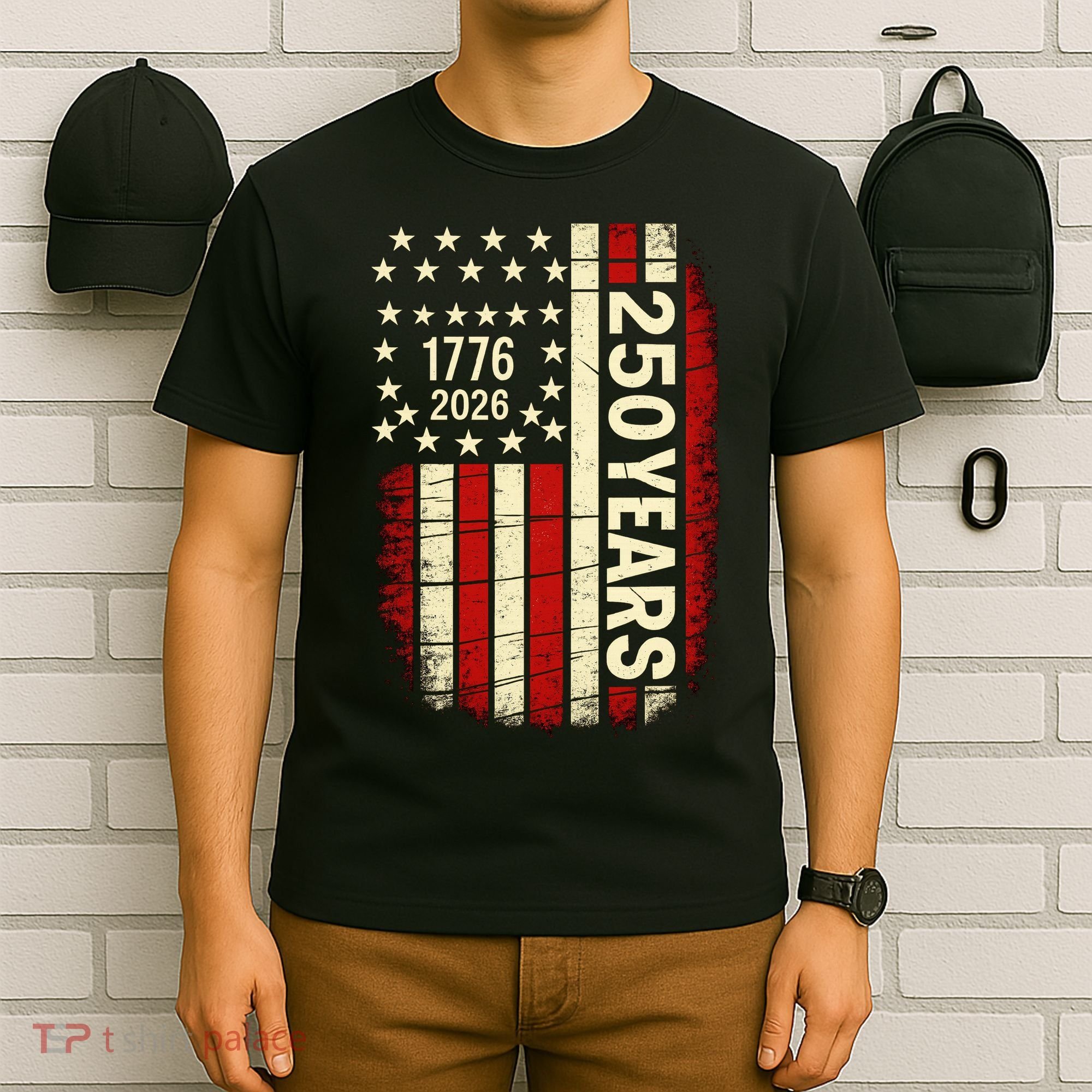 250 Years USA Anniversary America 1776 Flag T-Shirt