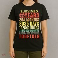 22 Years Wedding 22nd Marriage Anniversary Couple Matching T-Shirt thumb 4