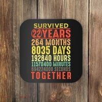 22 Years Wedding 22nd Marriage Anniversary Couple Matching Coaster thumb 0