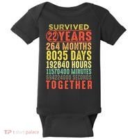 22 Years Wedding 22nd Marriage Anniversary Couple Matching Baby Bodysuit thumb 0