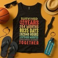 22 Years Wedding 22nd Marriage Anniversary Couple Matching Tank Top thumb 4