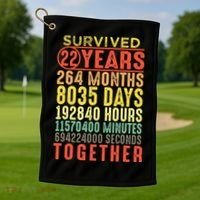22 Years Wedding 22nd Marriage Anniversary Couple Matching Golf Towel thumb 1