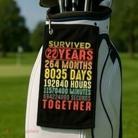 22 Years Wedding 22nd Marriage Anniversary Couple Matching Golf Towel thumb 2