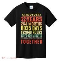 22 Years Wedding 22nd Marriage Anniversary Couple Matching Kids T-Shirt thumb 0