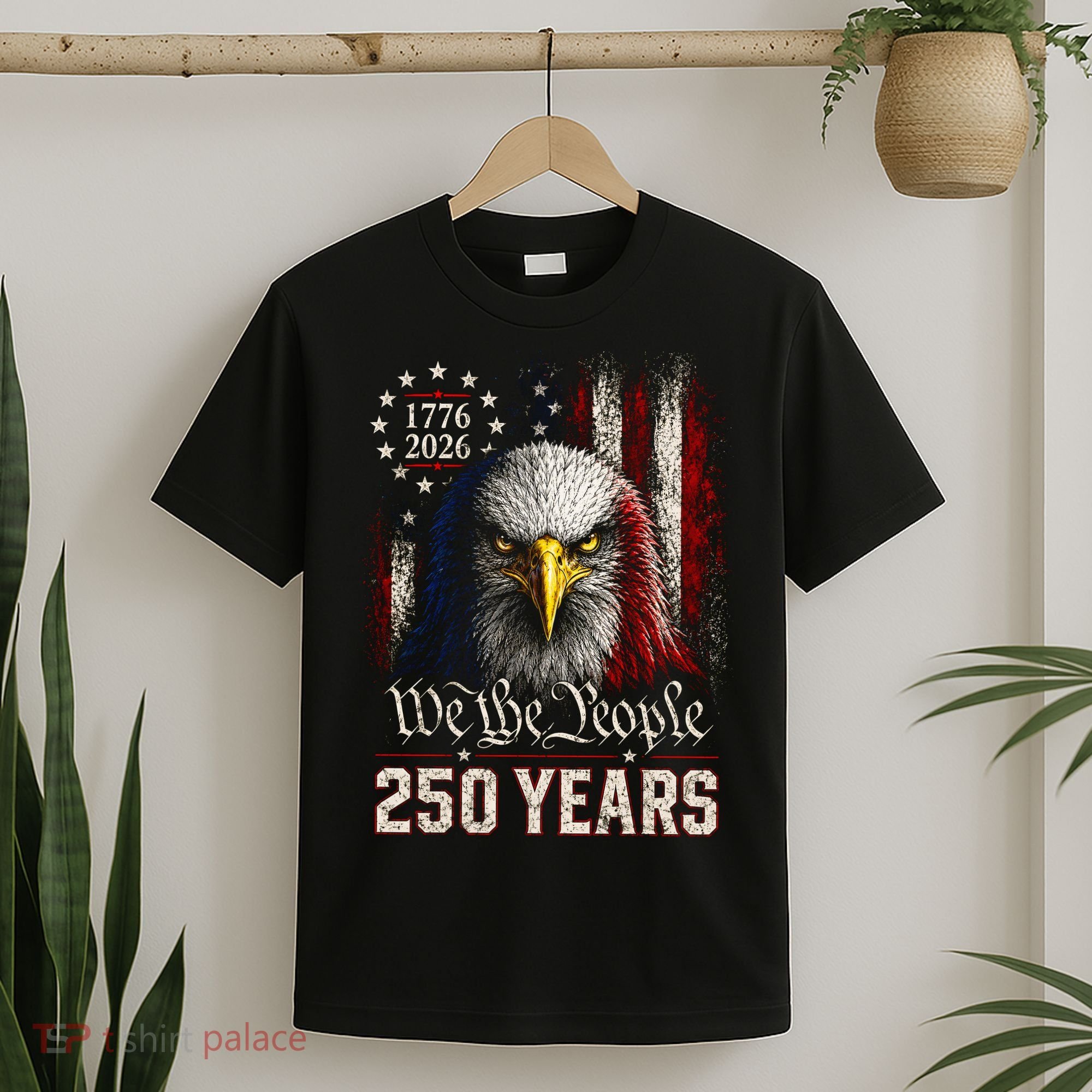 250 Years We The People Bald Eagle American Flag T-Shirt