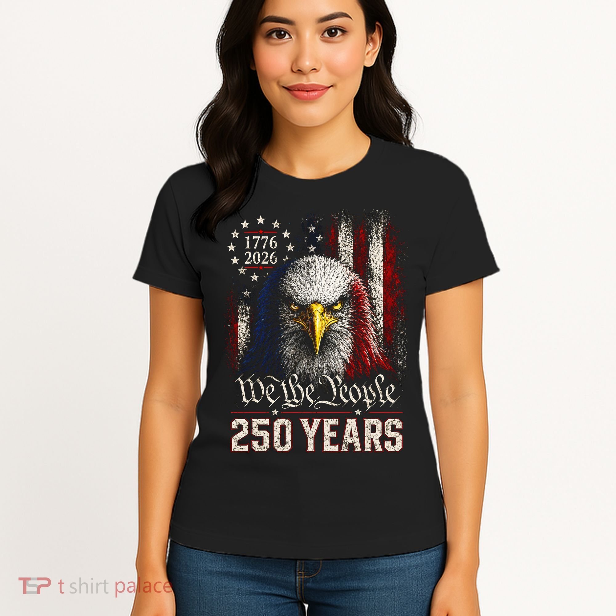 250 Years We The People Bald Eagle American Flag Women's T-Shirt