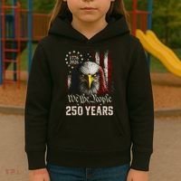 250 Years We The People Bald Eagle American Flag Kids Hoodie thumb 3