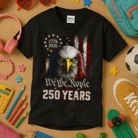 250 Years We The People Bald Eagle American Flag Kids T-Shirt thumb 3