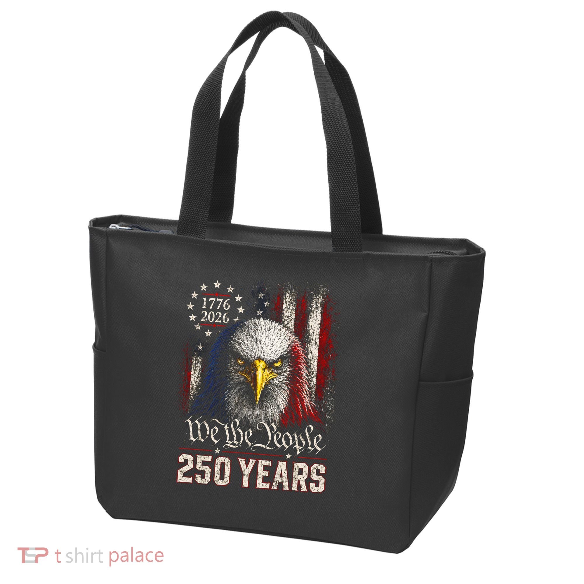 250 Years We The People Bald Eagle American Flag Tote Bag