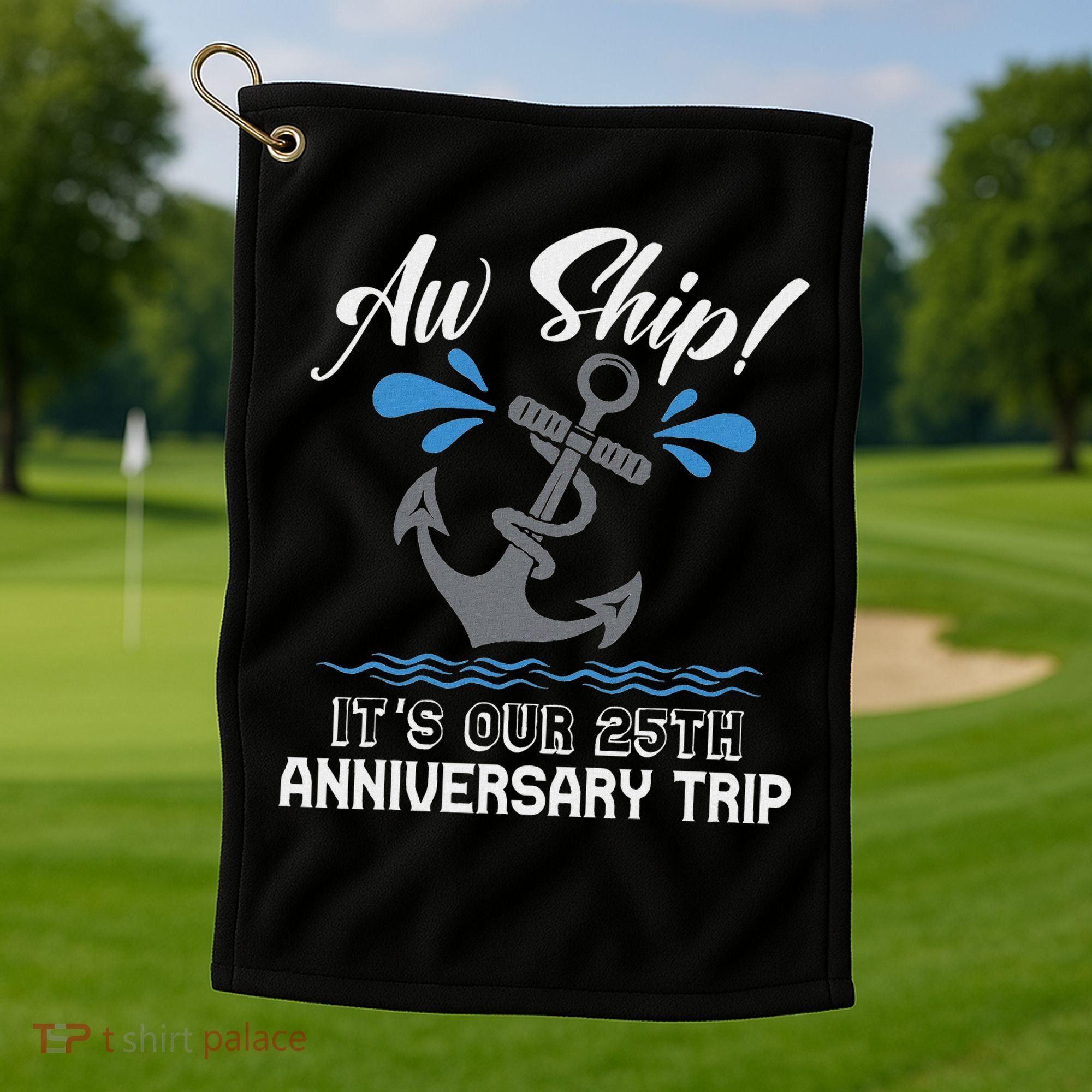 25 Years Wedding Anniversary Couples Cruise Trip Matching Golf Towel
