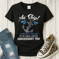 25 Years Wedding Anniversary Couples Cruise Trip Matching Women's T-Shirt thumb 3