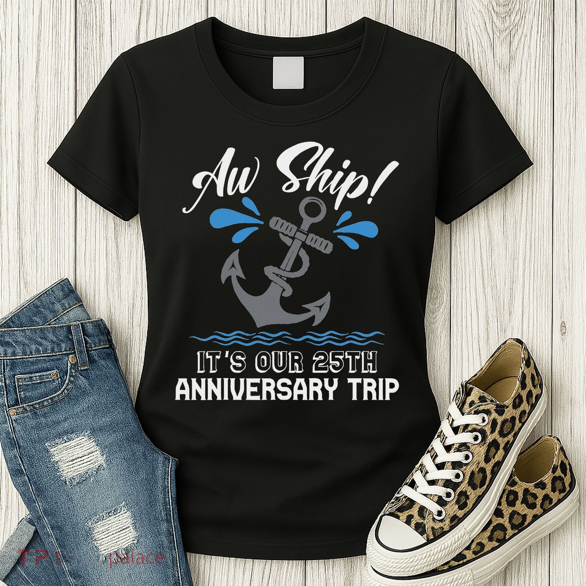 25 Years Wedding Anniversary Couples Cruise Trip Matching Women's T-Shirt