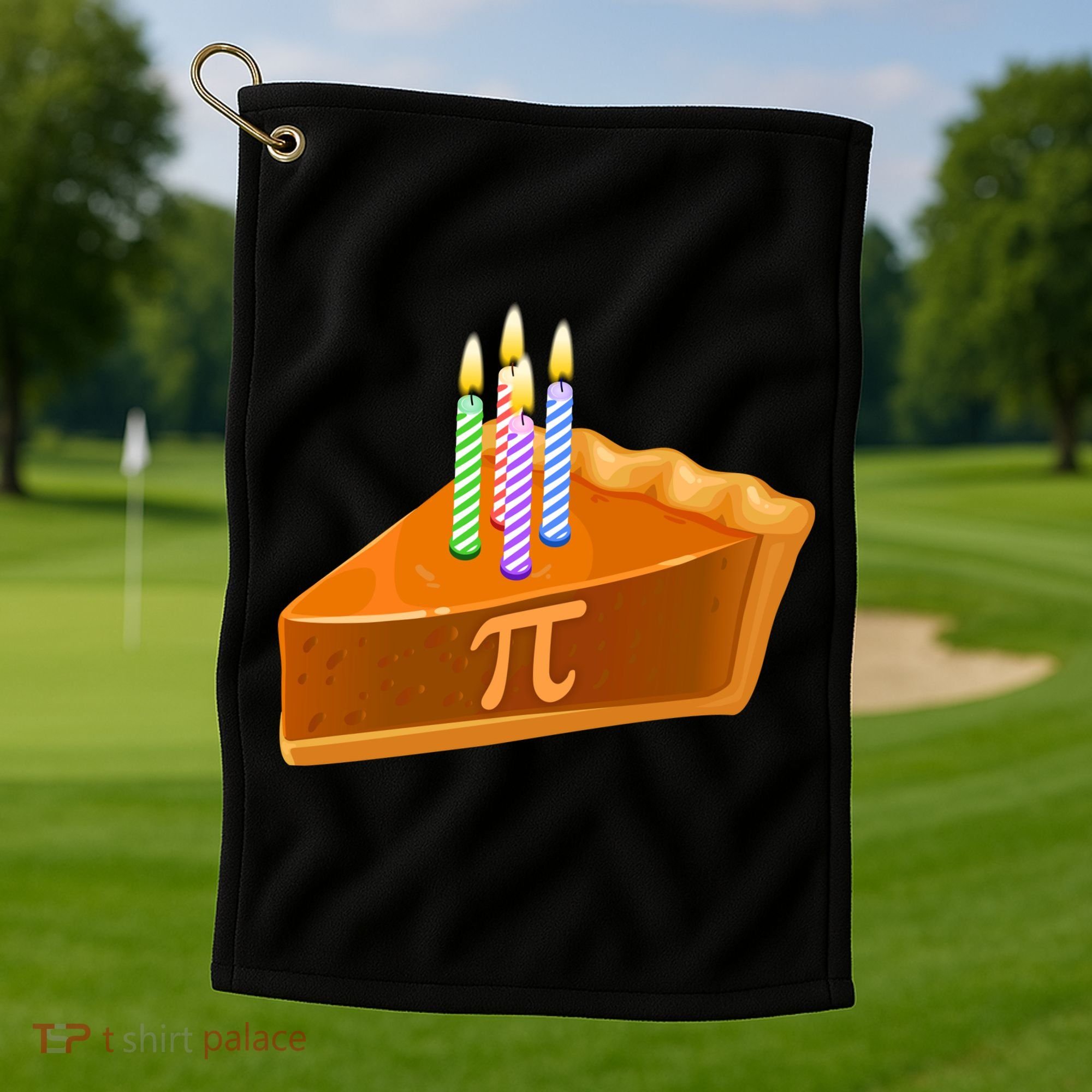 3.14 Happy Pi Day March 14 Birthday Slice Of Pie Golf Towel