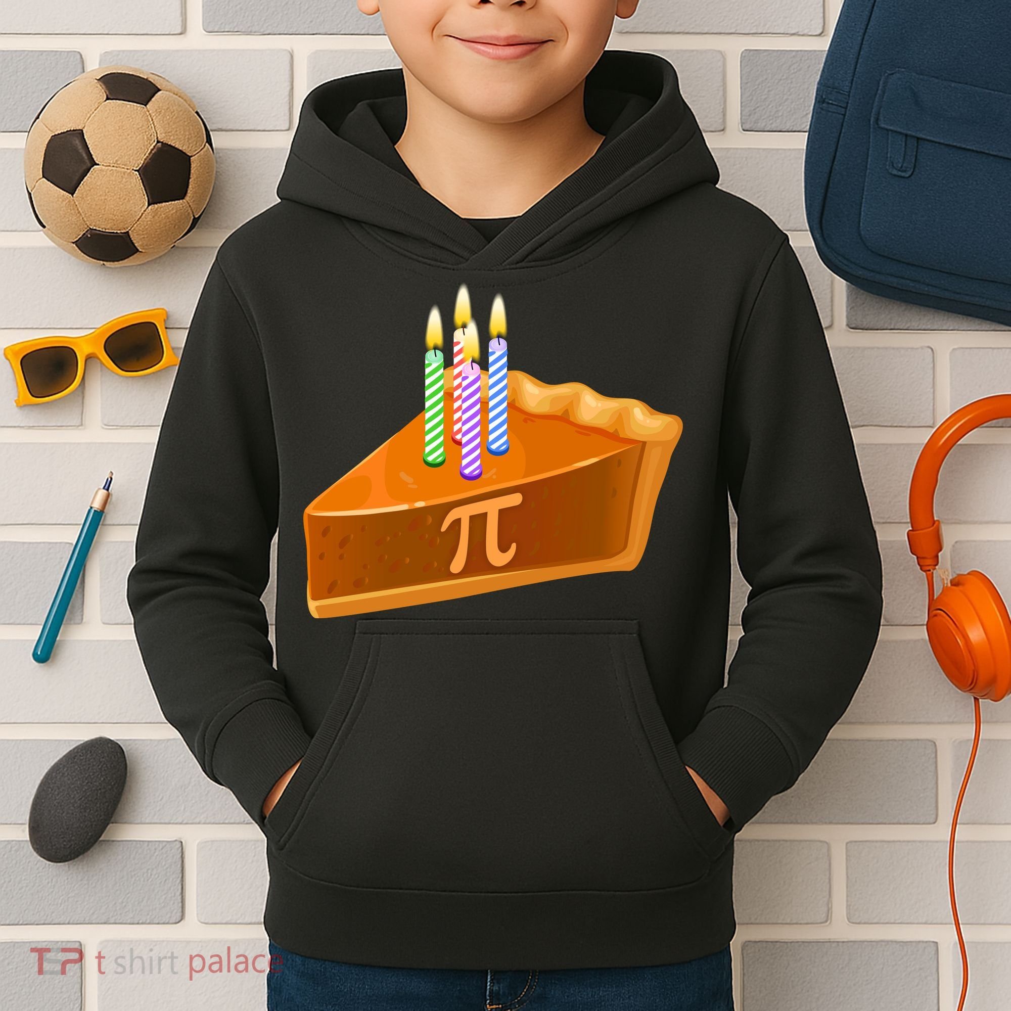 3.14 Happy Pi Day March 14 Birthday Slice Of Pie Kids Hoodie