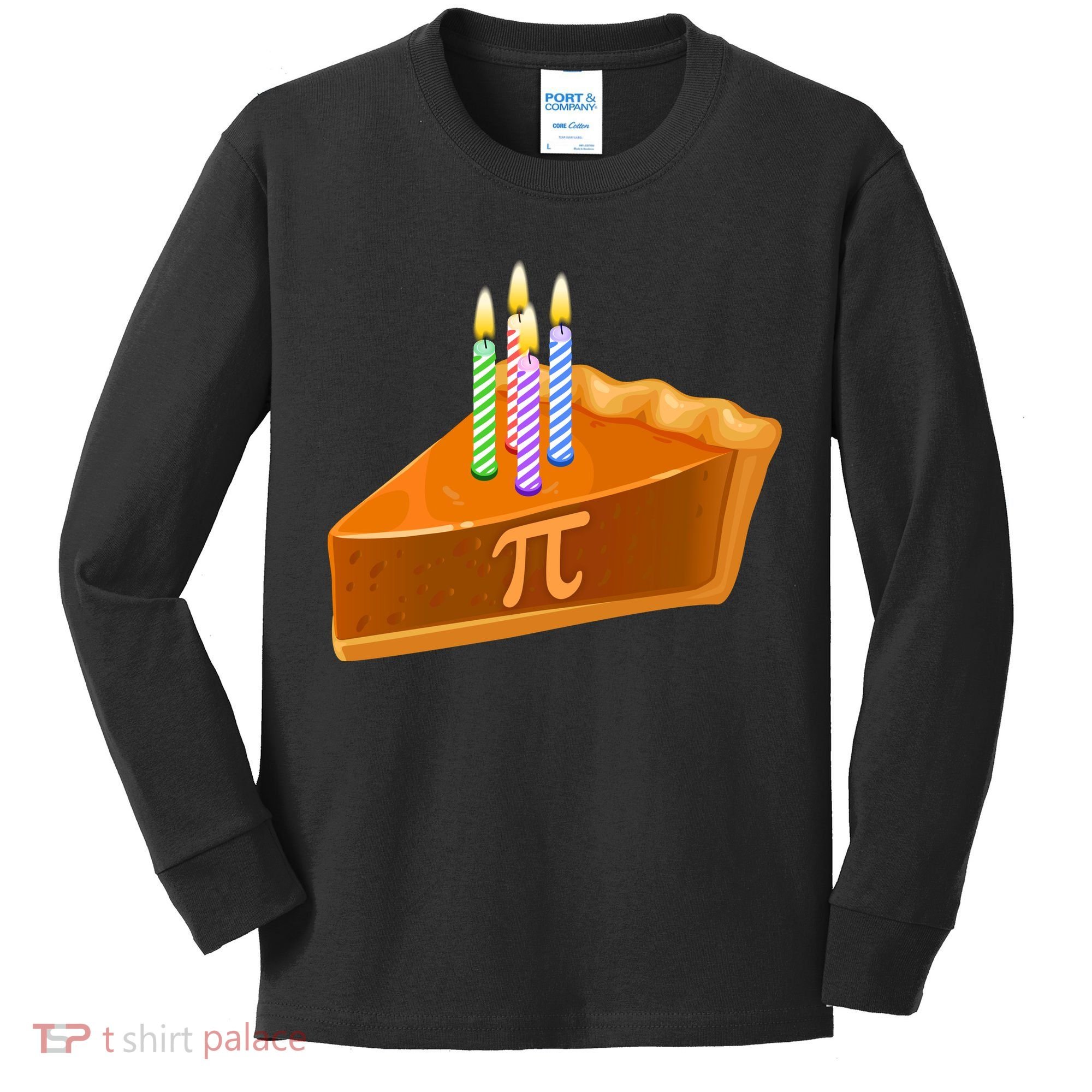 3.14 Happy Pi Day March 14 Birthday Slice Of Pie Kids Long Sleeve Shirt