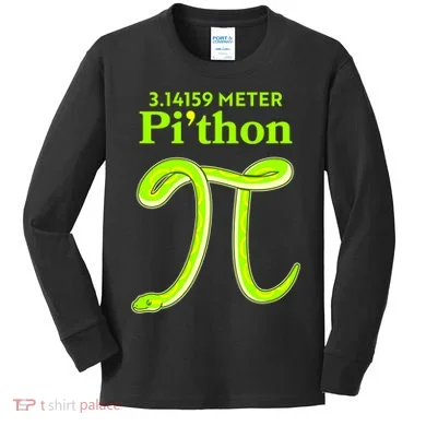 3.14 Meter Pi'thon Python Snake Pi Day March 14 Kids Long Sleeve Shirt
