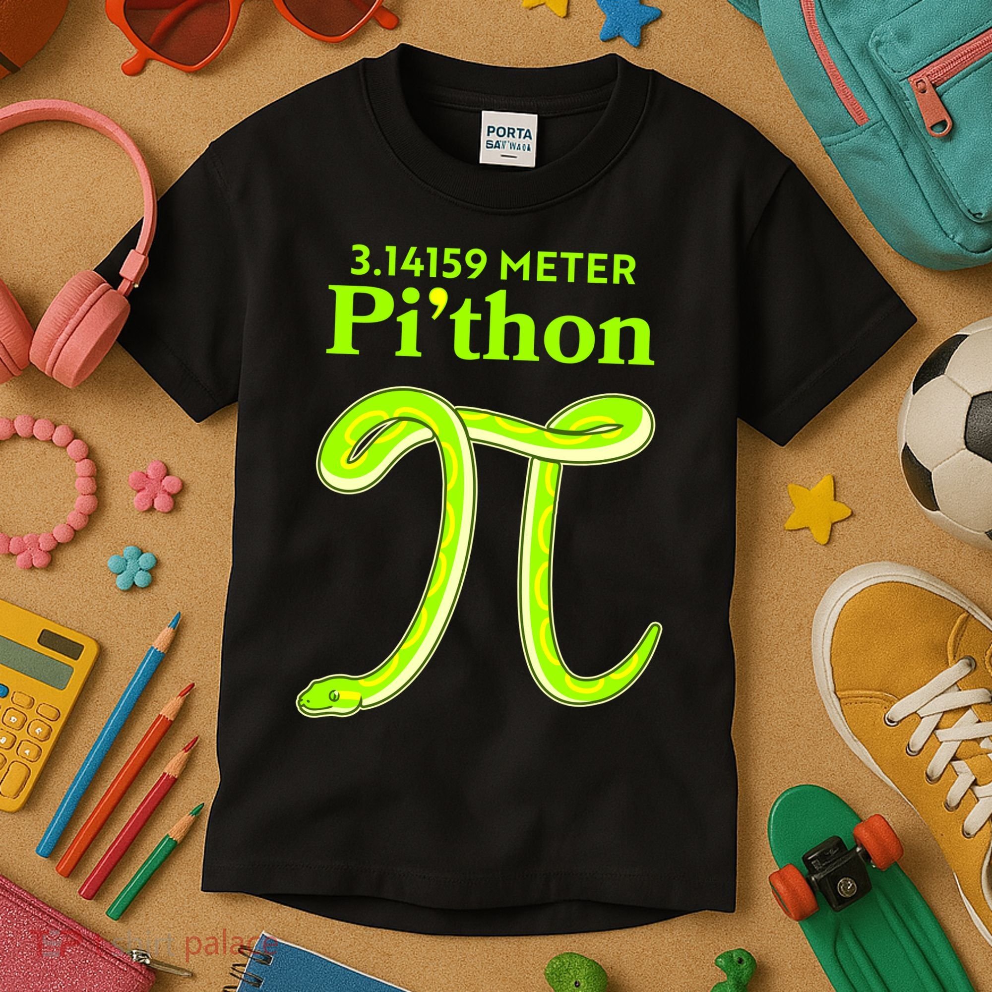 3.14 Meter Pi'thon Python Snake Pi Day March 14 Kids T-Shirt