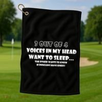 3 Out Of 4 Voices In My Head Funny Penguins  Golf Towel thumb 1