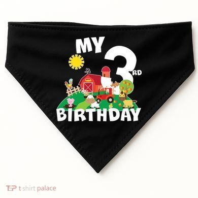3 Year Old Farm My 3rd Birthday USA-Made Doggie Bandana
