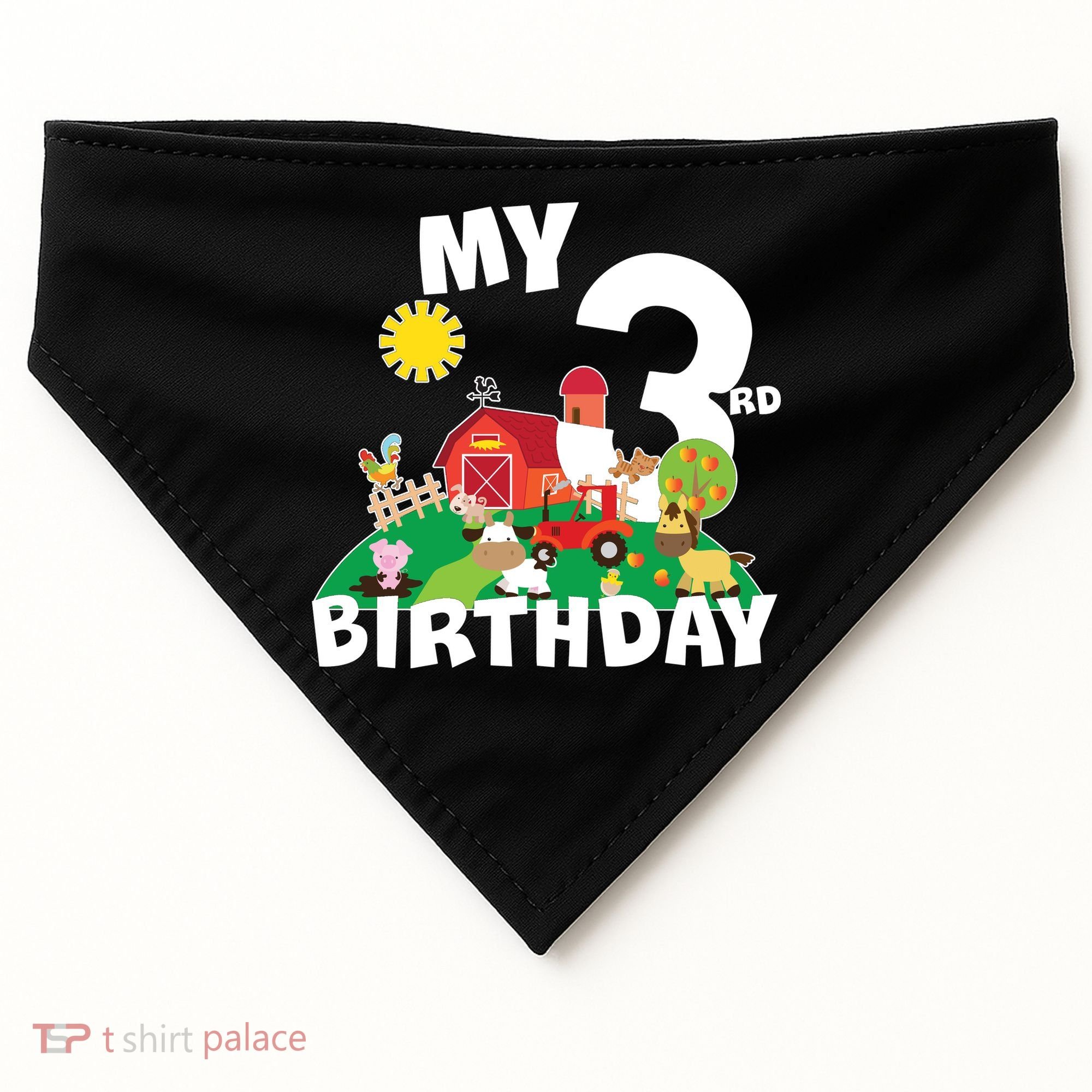 3 Year Old Farm My 3rd Birthday USA-Made Doggie Bandana