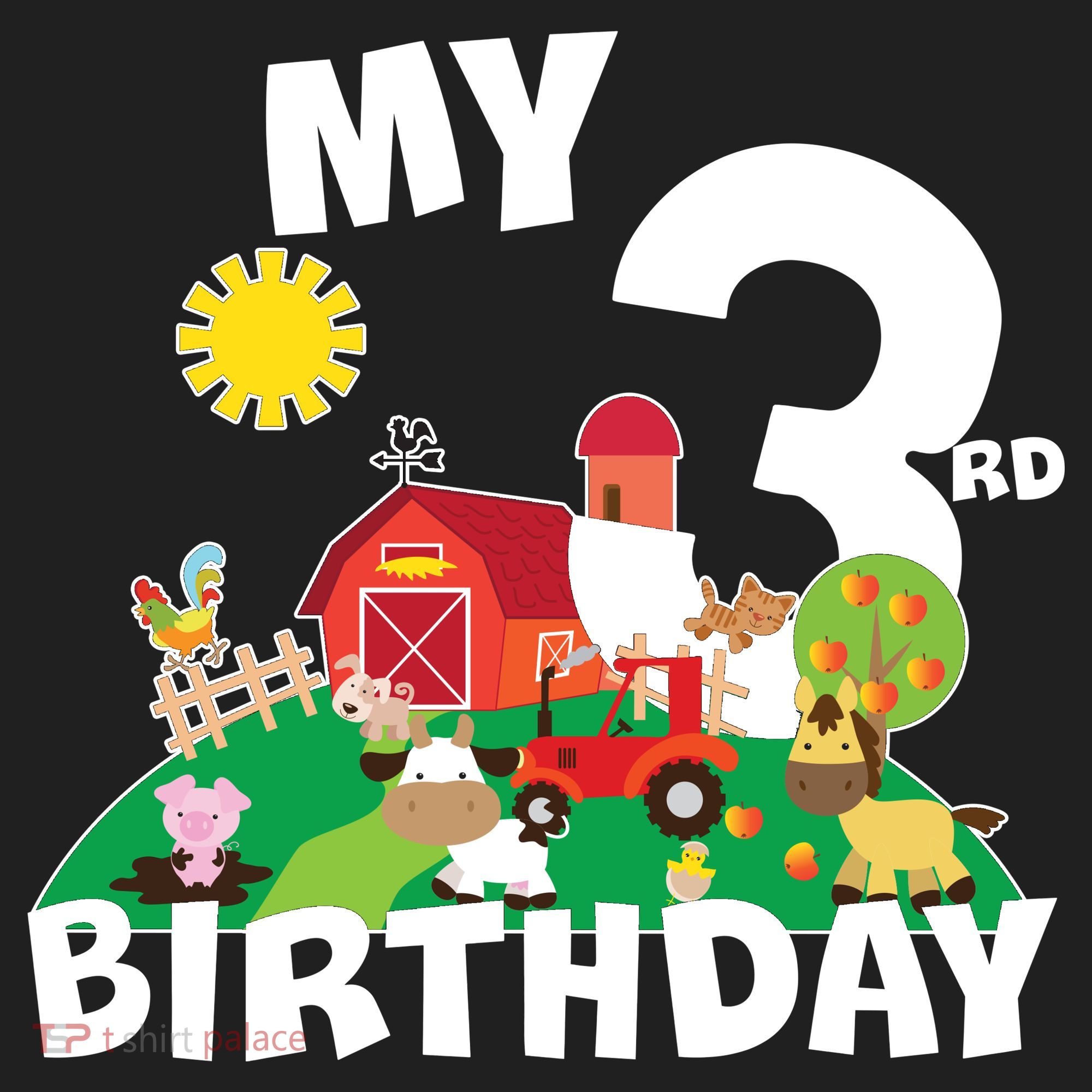 3 Year Old Farm My 3rd Birthday Golf Towel