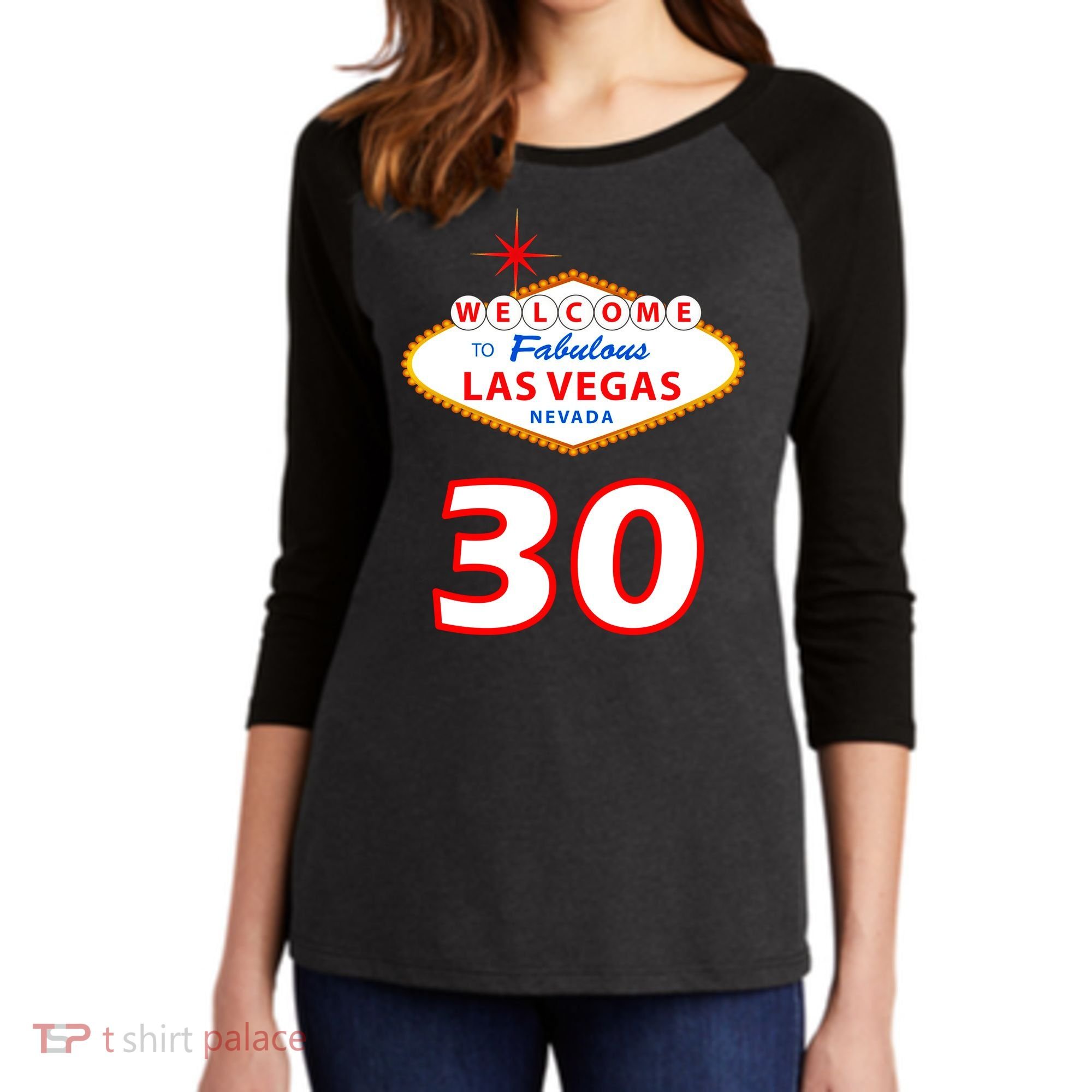 30 Years Old In Vegas - 30th Birthday Women's Tri-Blend 3/4-Sleeve Raglan Shirt