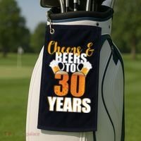 30th Birthday Cheers & Beers To 30 Years Golf Towel thumb 2